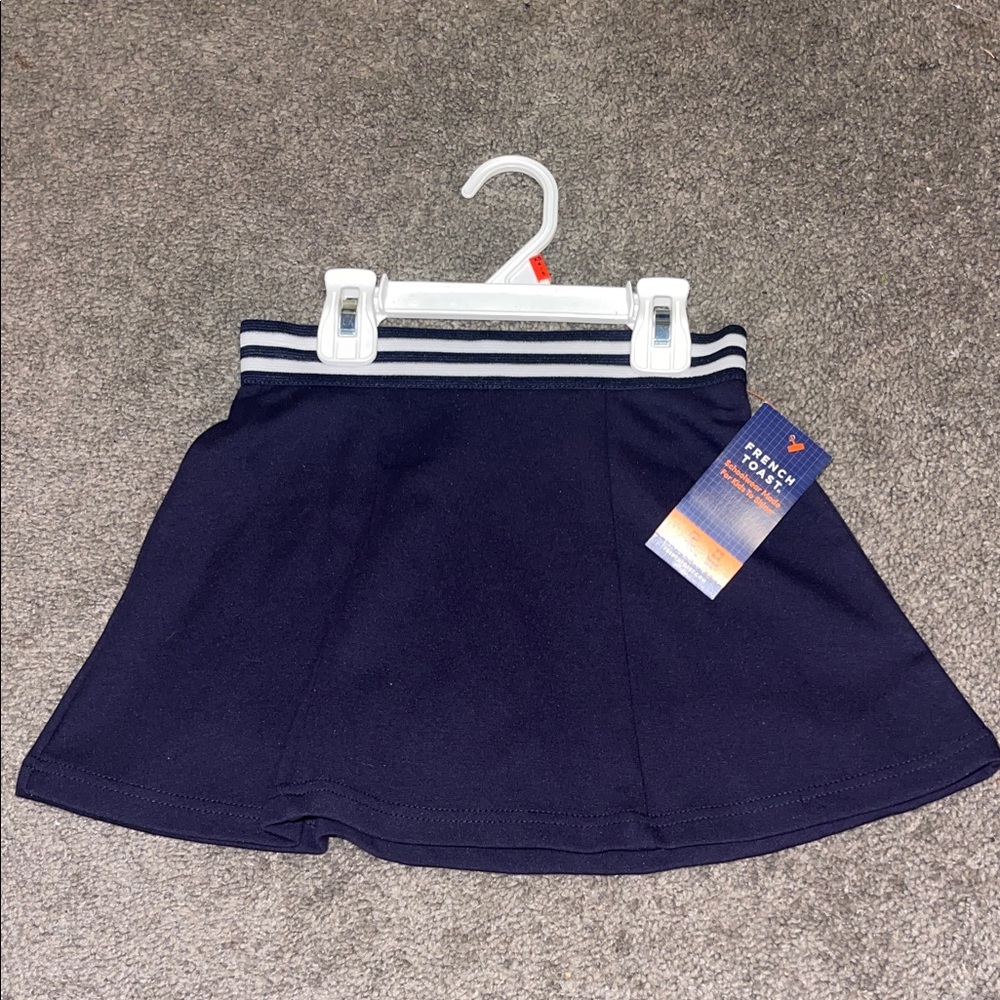French Toast Navy Skater Skirt with Striped Waistband